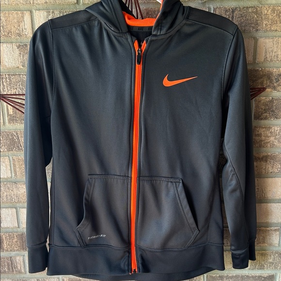 Nike Boy's Zip Up Hoodie in Gray and Orange - Picture 1 of 3